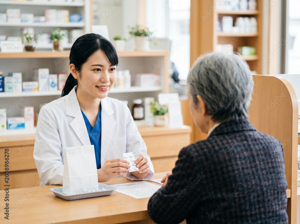 服薬指導をする薬剤師
